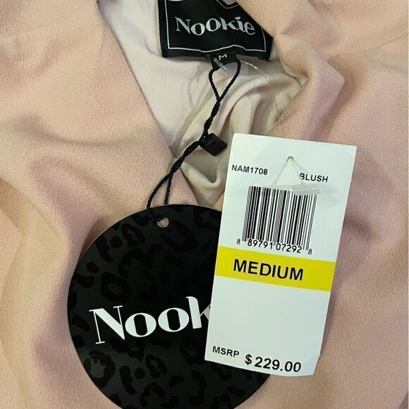 Nookie NWT Hollywood Blush Pink Cut Out Midi Cocktail Stretch Dress Medium - Picture 7 of 9